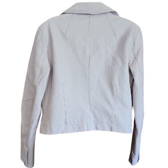 NWoT Jennifer Lopez pale pink zippered cropped moto vegan leather jacket - Picture 4 of 14